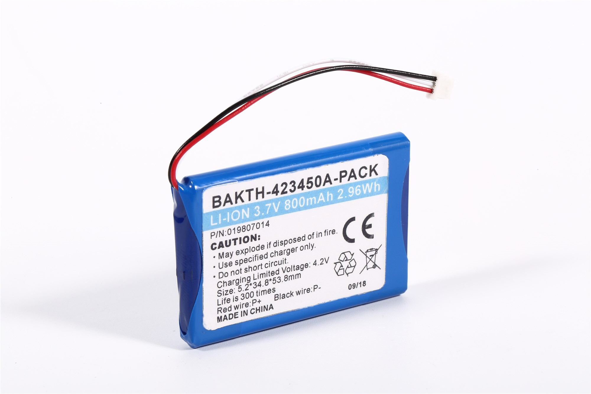 Литий-ионный аккумулятор BAKTH-423450-PACK 3,7 В 800 мАч 